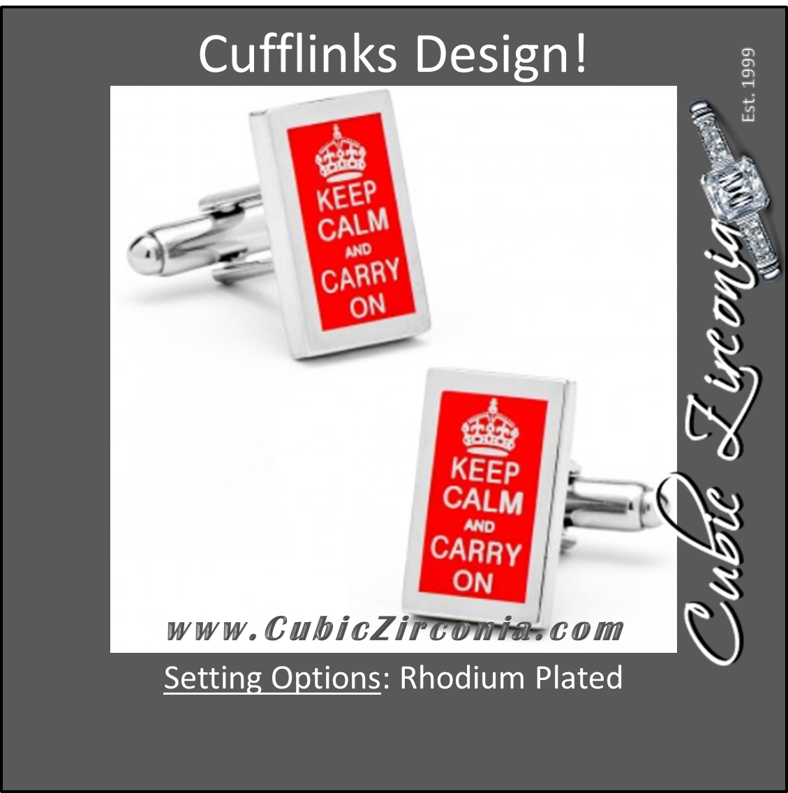 Men’s Cufflinks- "Keep Calm and Carry On" Rectangles