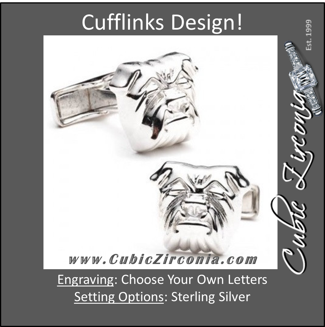 Men’s Cufflinks- Sterling Silver Bulldog Design