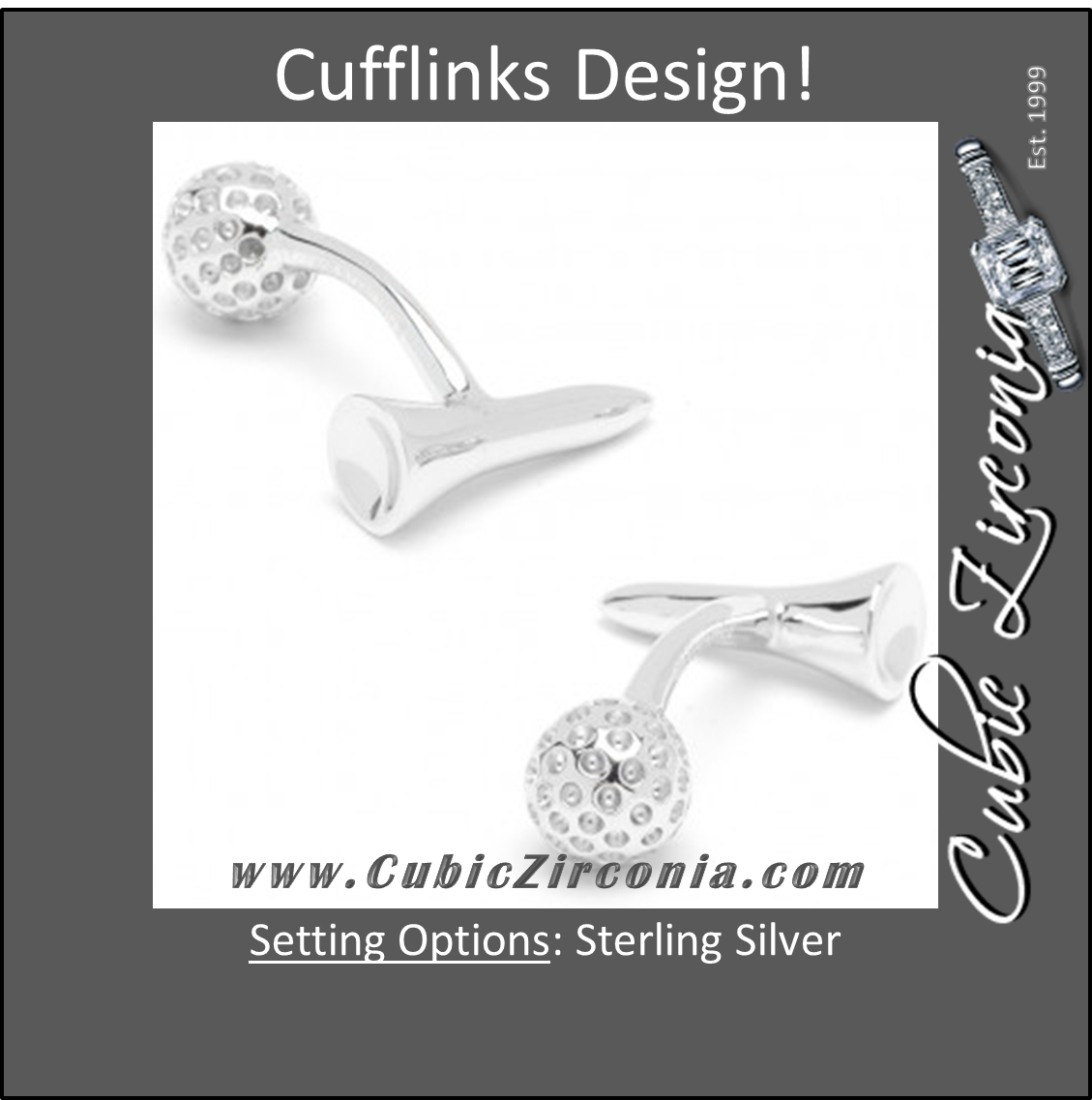 Men’s Cufflinks- Sterling Silver Double Sided Golf Tees