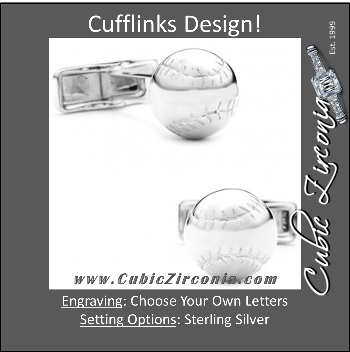 Men’s Cufflinks- Sterling Silver Baseballs