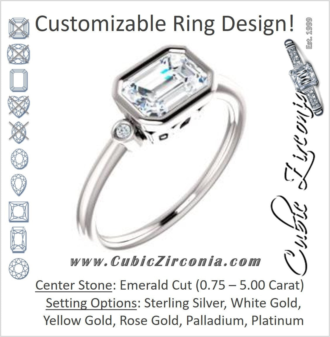 Cubic Zirconia Engagement Ring- The Analise (Customizable Emerald Cut)