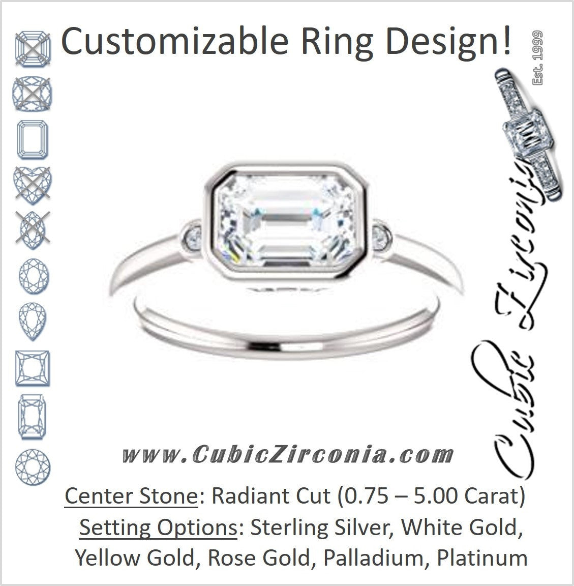 Cubic Zirconia Engagement Ring- The Analise (Customizable Radiant Cut)