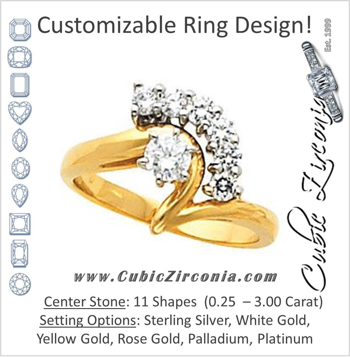 Cubic Zirconia Engagement Ring- The Julianne (7-stone with Z-Band Design)