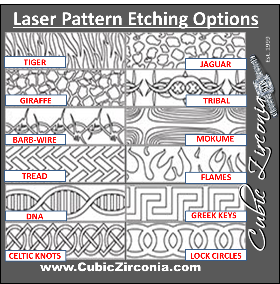 Laser Pattern Etching For Wedding Bands and Rings