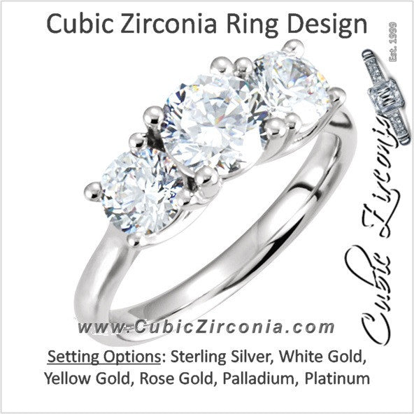 Cubic Zirconia Engagement Ring- The Trinity (Three-Stone Round Cut)