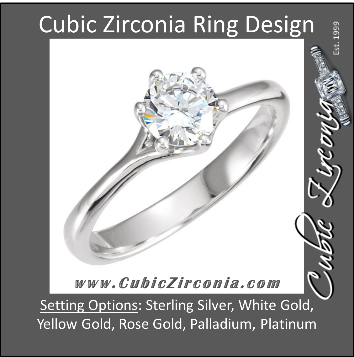Cubic Zirconia Engagement Ring- The Allison (0.75 Carat Classic Round Solitaire)