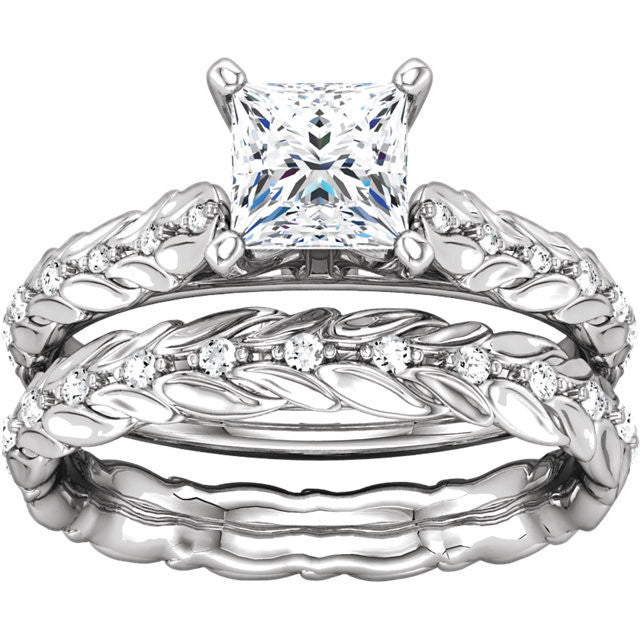 Cubic Zirconia Engagement Ring- The Kacey (1.11 Carat Butterfly-Inspired Customizable Center Setting)