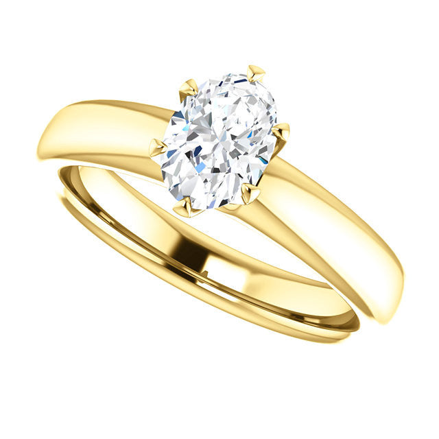 Cubic Zirconia Engagement Ring- The Leah (6 Prong Stackable Solitaire: Round-Cut or Oval-Cut)