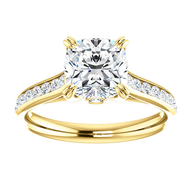 CZ Wedding Set, Style 04-64 feat The Tabitha Engagement Ring (Customizable Center with Round Channel)
