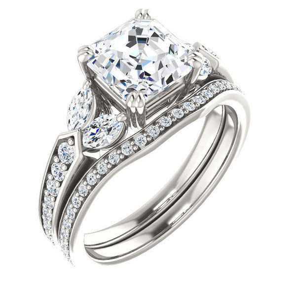 CZ Wedding Set, Style 038 feat The Rosalyn engagement ring (Customizable Round Channel)