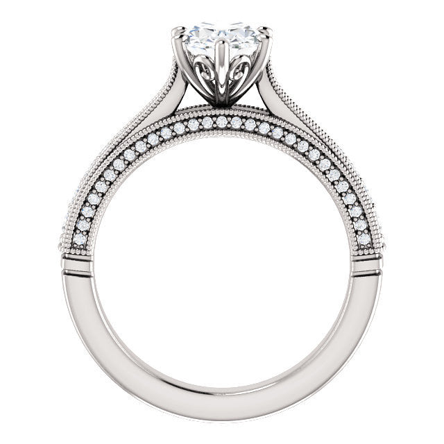 CZ Wedding Set, Style 04-50 feat The Claudia Jeanine Engagement Ring (Customizable Round Pave)