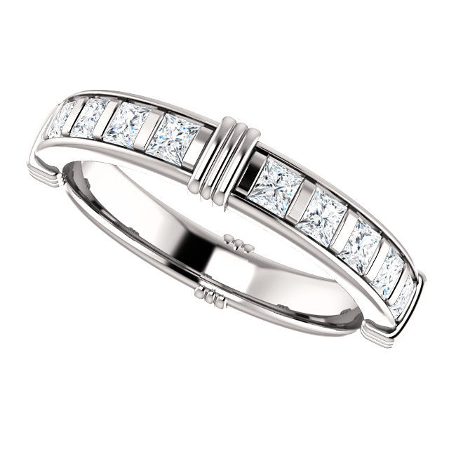 Cubic Zirconia Anniversary Ring, Style 03-94 (Customizable Round or Princess Eternity Band)