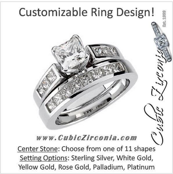 CZ Wedding Set, Style 12-658 featuring The Audra Engagement Ring (Customizable Princess Channel)
