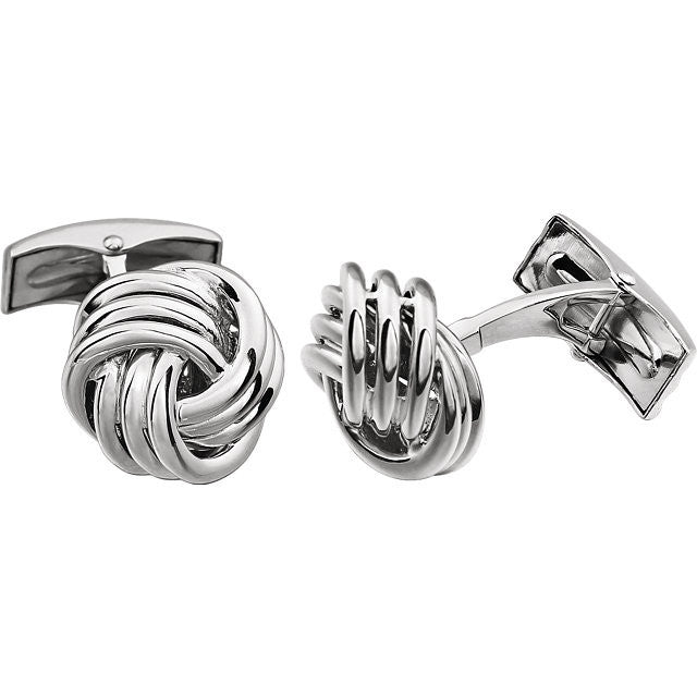 Men's Cufflinks- 14K White or Yellow Gold Thick Knot Design