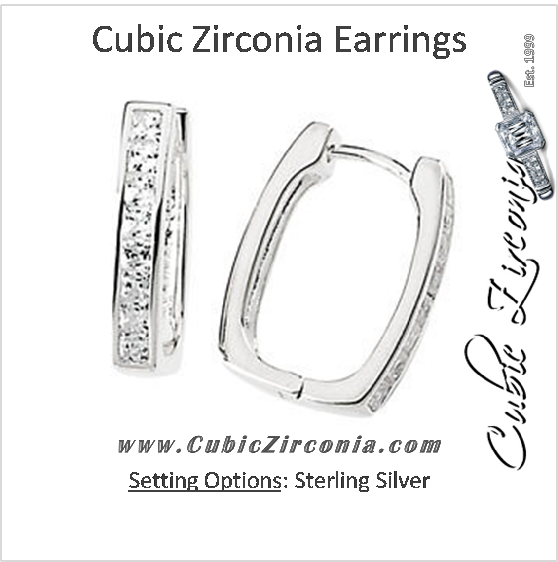 Cubic Zirconia Earrings- 0.50 Carat Hinged Hoop Princess CZ Earring Set