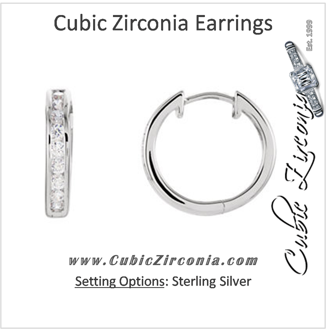 Cubic Zirconia Earrings- 0.50 Carat Round Channel Set Hinged Hoop Earring Set