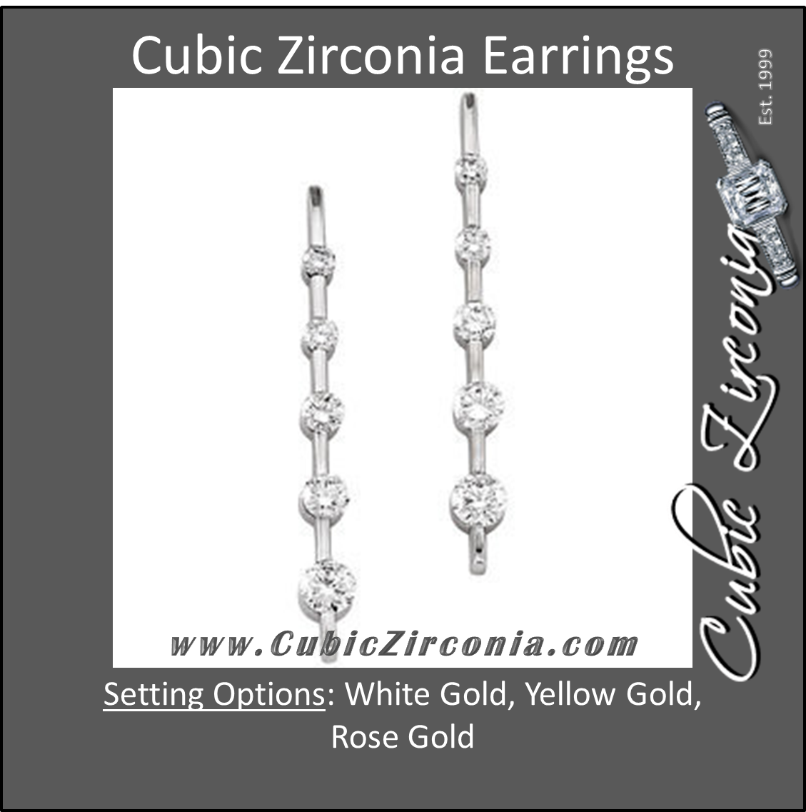 Cubic Zirconia Earrings- Journey Graduated 5-Stone Bar