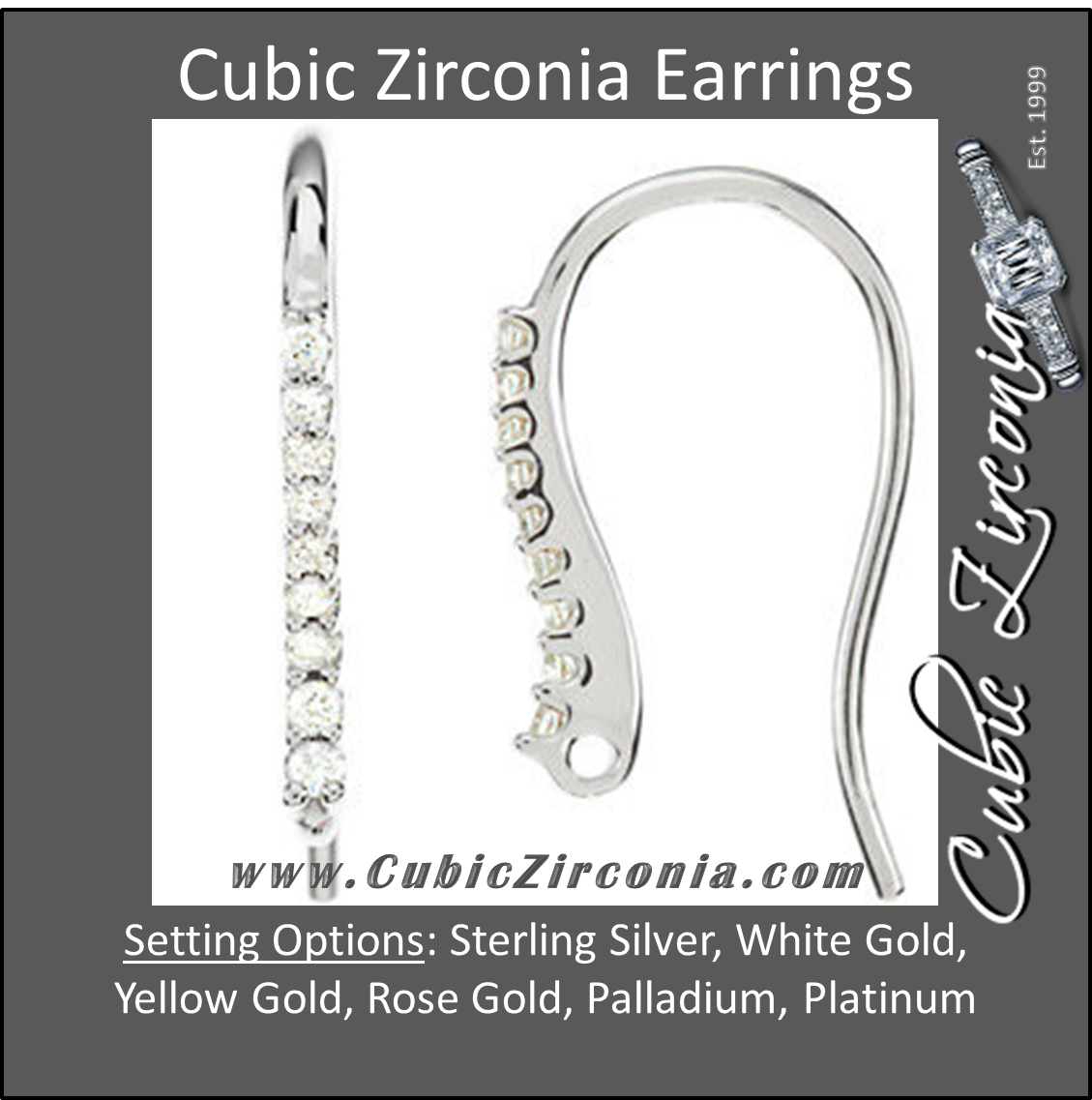 Cubic Zirconia Earrings- 0.12 Carat Graduated Round Cut Drop Earring Set
