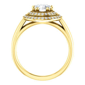 CZ Wedding Set, featuring The Brielle engagement ring (Customizable Round Cut Cathedral Double-Halo with Curved Split-Band)