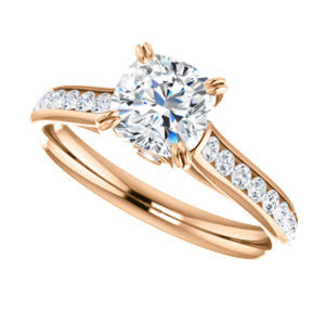 Cubic Zirconia Engagement Ring- The Tabitha (Customizable Cushion Center with Round Channel)
