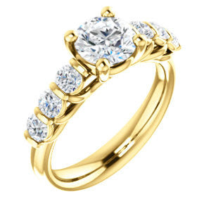 Cubic Zirconia Engagement Ring- The Adamari (Customizable 7-stone Round Cut Style with Round Bar-set Accents)