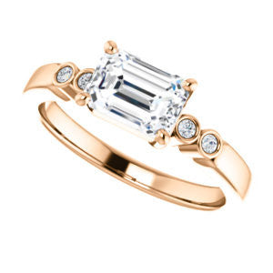 CZ Wedding Set, featuring The Luzella engagement ring (Customizable 5-stone Design with Radiant Cut Center and Round Bezel Accents)