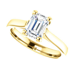 CZ Wedding Set, featuring The Noemie Jade engagement ring (Customizable Cathedral-set Emerald Cut Solitaire)
