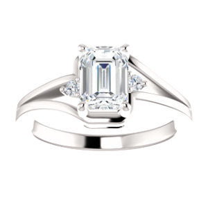 Cubic Zirconia Engagement Ring- The Erma (Customizable Radiant Cut 3-stone Style with Small Round Cut Accents and Tapered Split Band)