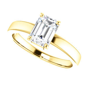 CZ Wedding Set, featuring The Myaka engagement ring (Customizable Emerald Cut Solitaire with Medium Band)