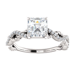 CZ Wedding Set, featuring The Janneth engagement ring (Customizable Asscher Cut Design with Twisting Rope-Pavé Split Band)