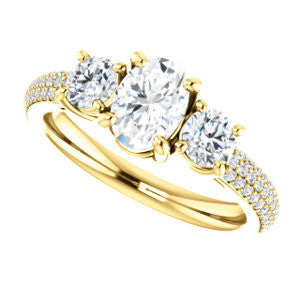 CZ Wedding Set, featuring The Zuleyma engagement ring (Customizable Enhanced 3-stone Oval Cut Design with Triple Pavé Band)