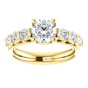 Cubic Zirconia Engagement Ring- The Adamari (Customizable 7-stone Round Cut Style with Round Bar-set Accents)