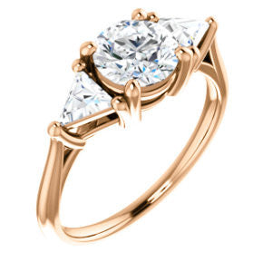 CZ Wedding Set, featuring The Prisma engagement ring (Classic Three-Stone Triangle Accent and Round Cut center)