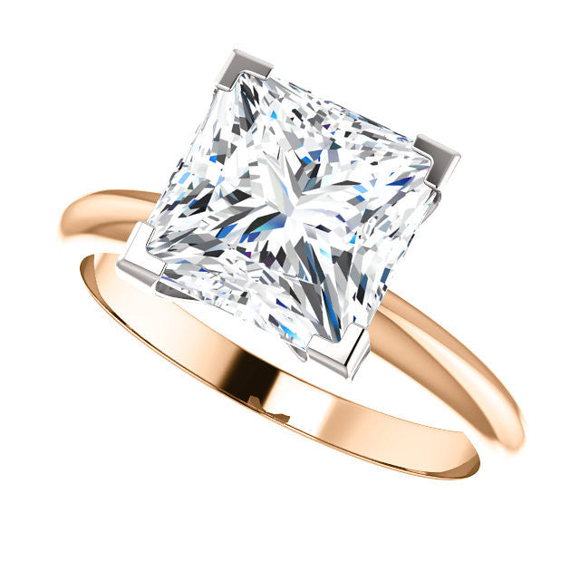 Cubic Zirconia Engagement Ring- The Emmy (Princess Cut Solitaire with V-End Prongs)