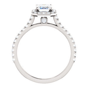 Cubic Zirconia Engagement Ring- The Bailey (Customizable Cathedral-set Radiant Cut Design with Halo, Thin Pavé Band and Floating Peekaboo)