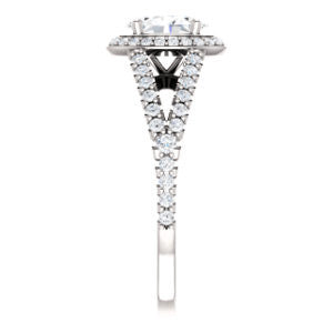 Cubic Zirconia Engagement Ring- The Azul (Customizable Oval Cut Style with Cathedral-Halo and Split-Pavé Band)