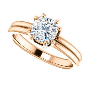 CZ Wedding Set, featuring The Marnie engagement ring (Customizable Cushion Cut Solitaire with Grooved Band)
