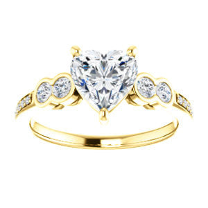 CZ Wedding Set, featuring The Eneroya engagement ring (Customizable Enhanced 5-stone Heart Cut Design with Thin Pavé Band)