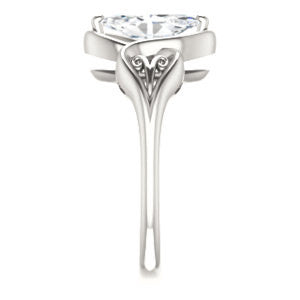 Cubic Zirconia Engagement Ring- The Bentley (Customizable Marquise Cut Solitaire with Wide Tapered Band and Side Engraving Motif)