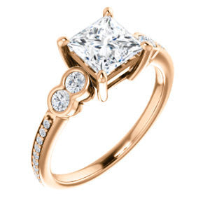 CZ Wedding Set, featuring The Eneroya engagement ring (Customizable Enhanced 5-stone Princess Cut Design with Thin Pavé Band)