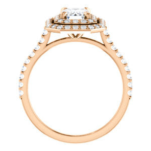 CZ Wedding Set, featuring The Alexandra engagement ring (Customizable Radiant Cut Double Halo Center with U-Pave and Pavé  Band)