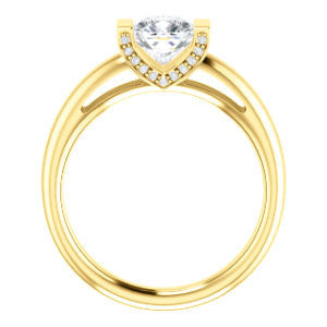 CZ Wedding Set, featuring The Tory engagement ring (Customizable Cathedral-style Bar-set Cushion Cut Ring with Prong Accents)