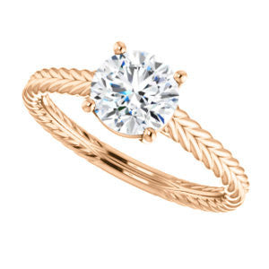 CZ Wedding Set, featuring The Florence engagement ring (Customizable Cathedral-set Round Cut Solitaire with Vintage Braided Metal Band)