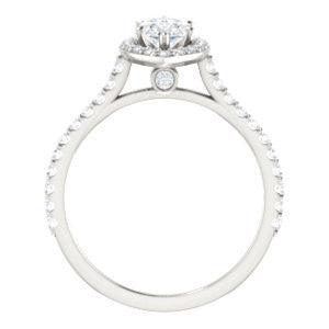 Cubic Zirconia Engagement Ring- The Bailey (Customizable Cathedral-set Marquise Cut Design with Halo, Thin Pavé Band and Floating Peekaboo)