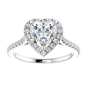 Cubic Zirconia Engagement Ring- The Bailey (Customizable Cathedral-set Heart Cut Design with Halo, Thin Pavé Band and Floating Peekaboo)