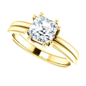 CZ Wedding Set, featuring The Marnie engagement ring (Customizable Asscher Cut Solitaire with Grooved Band)