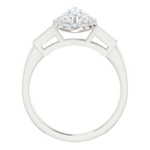 Cubic Zirconia Engagement Ring- The Azariah (Customizable Cathedral Marquise Cut Design with Halo and Straight Baguettes)