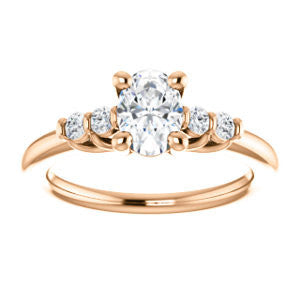 Cubic Zirconia Engagement Ring- The Karima (Customizable Oval  Cut 5-stone style with Quad Bar-set Round Accents)