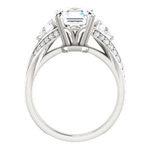 CZ Wedding Set, featuring The Jackie engagement ring (Customizable Asscher Center with Flanking Pear Accents and Pavé Band)