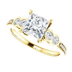 CZ Wedding Set, featuring The Eneroya engagement ring (Customizable Enhanced 5-stone Princess Cut Design with Thin Pavé Band)